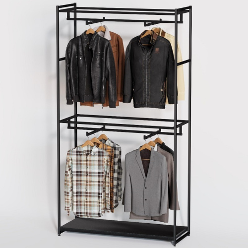 Стеллаж напольный с черной полкой ЛДСП A22120-03(ч/ч)