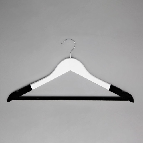 Плечики деревянные флокированные C30NF(бел/черн)