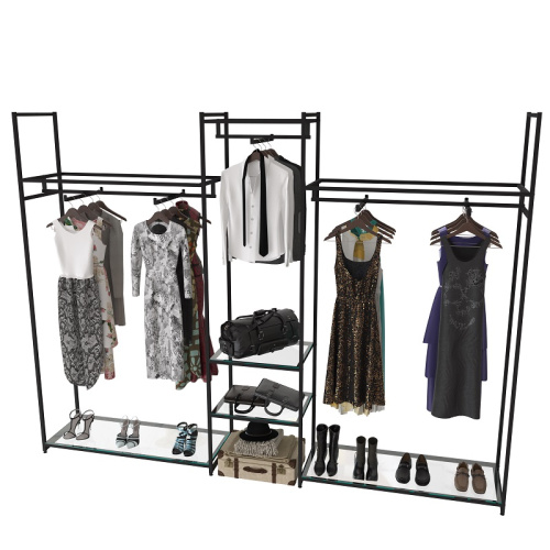 Стеллаж для магазина со стеклянной полкой KC2206(черн)