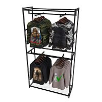 Стеллаж для магазина с полкой из стекла AС22120-03(черн)