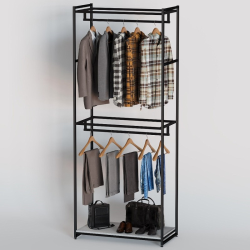 Стеллаж для магазина с белой полкой A2290-04(ч/б)