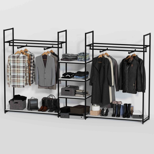 Стеллаж для магазина с белой полкой K1706(ч/б)