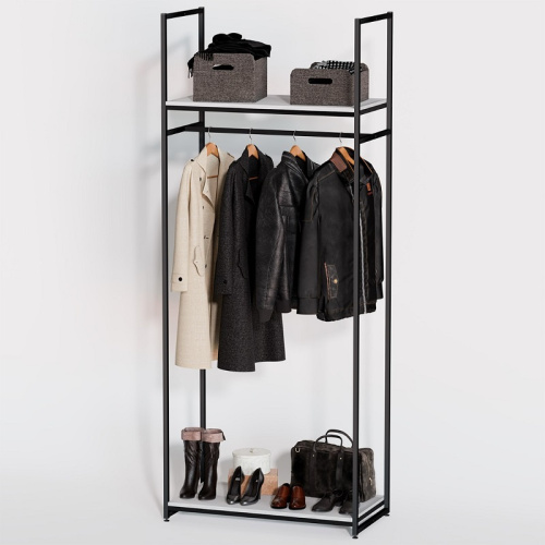 Стеллаж для магазина с белой полкой A2290-02(ч/б)