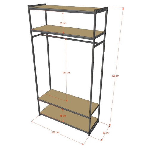 Стеллаж для магазина с полкой из стекла AС22120-15(черн) фото 3