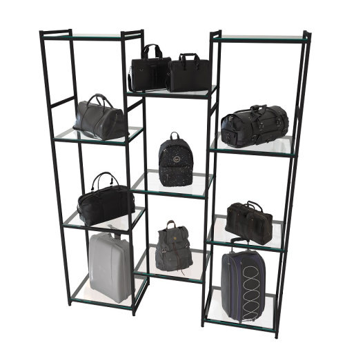 Стеллаж для магазина со стеклянной полкой KC2220(черн)