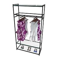 Стеллаж для магазина с полкой из стекла AС22120-12(черн)