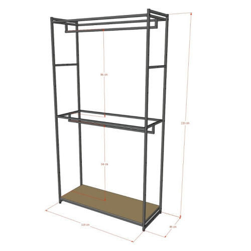 Стеллаж для магазина с полкой из стекла AС22120-04(черн) фото 3