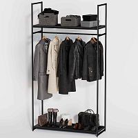 Стеллаж напольный с черной полкой ЛДСП A22120-02(ч/ч)