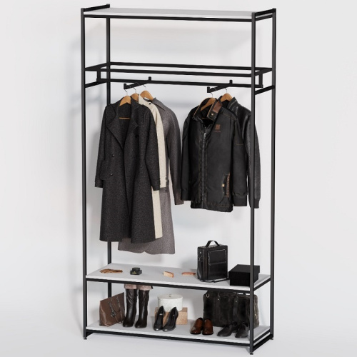 Стеллаж для магазина с белой полкой A22120-08(ч/б)