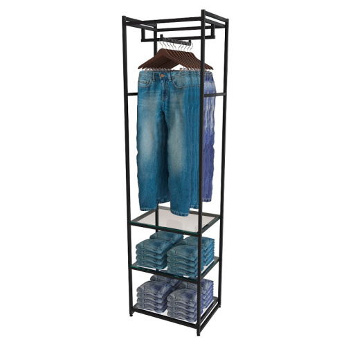 Стеллаж для магазина с полкой из стекла AС2260-10(черн)