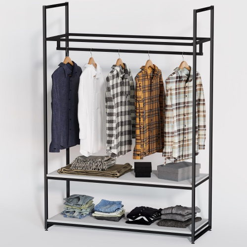 Стеллаж для магазина с белой полкой A17120-09(ч/б)