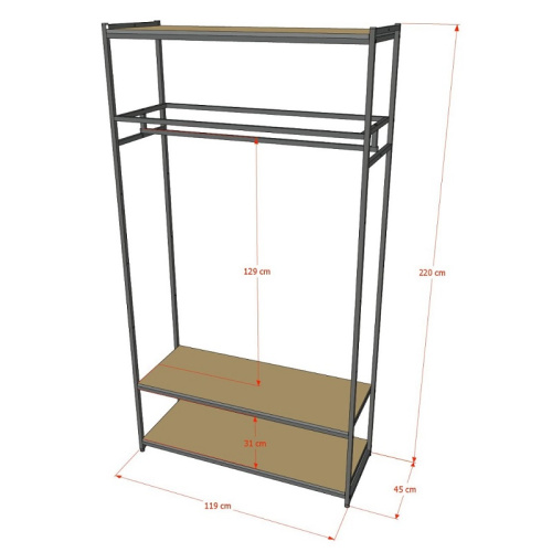 Стеллаж для магазина с черной полкой A22120-13(ч/ч) фото 3