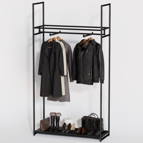 Стеллаж напольный с черной полкой ЛДСП A22120-01(ч/ч)