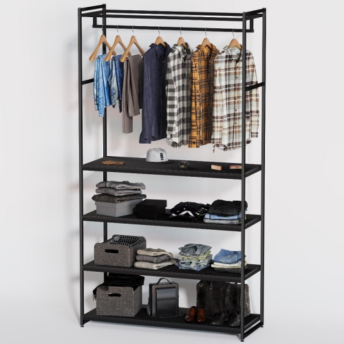 Стеллаж для магазина с черной полкой A22120-19(ч/ч) Стеллаж для магазина с черной полкой A22120-19(ч/ч)