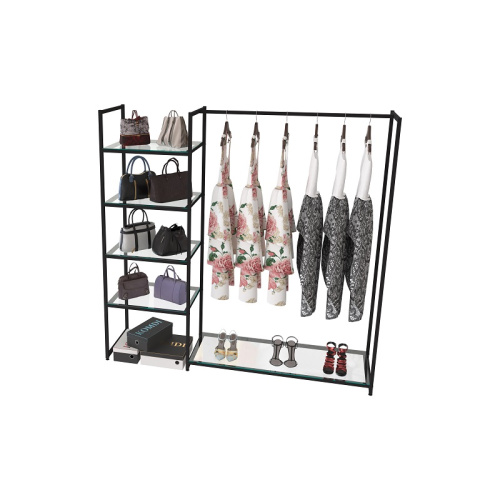 Стеллаж для магазина со стеклянной полкой KC1702(черн)