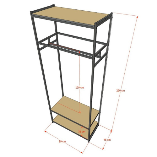 Стеллаж для магазина с черной полкой A2290-13(ч/ч) фото 3