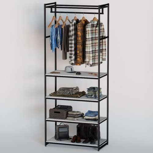 Стеллаж для магазина с белой полкой A2290-19(ч/б)