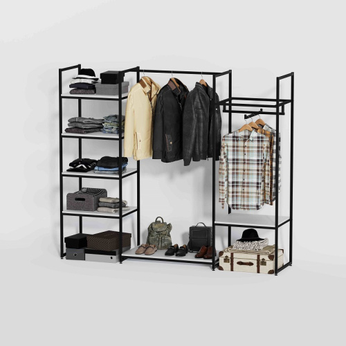 Стеллаж для магазина с белой полкой K1707(ч/б)