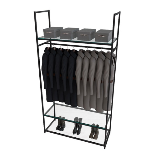 Стеллаж для магазина с полкой из стекла AС22120-14(черн) Стеллаж для магазина с полкой из стекла AС22120-14(черн)