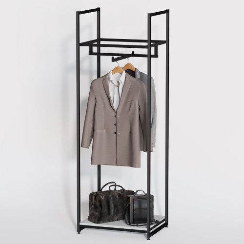 Стеллаж для магазина с белой полкой A1760-01(ч/б)