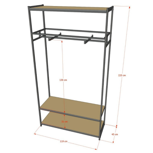 Стеллаж для магазина с полкой цвета дуб сонома A22120-12(ч/дс) фото 3