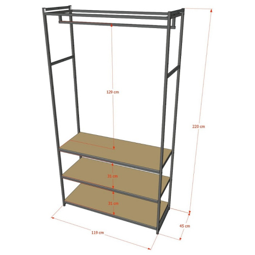 Стеллаж для магазина с черной полкой A22120-11(ч/ч) фото 3