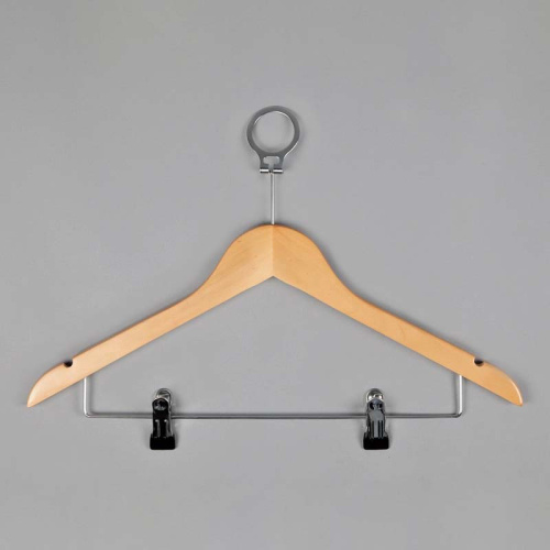 Вешалка-плечики деревянная антивандальная 66NB/AB(светл/хром)