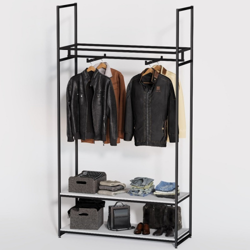 Стеллаж для магазина с белой полкой A22120-06(ч/б)