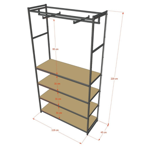 Стеллаж для магазина с белой полкой A22120-18(ч/б) фото 3