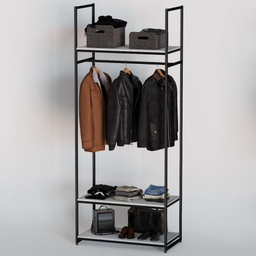 Стеллаж для магазина с белой полкой A2290-14(ч/б)