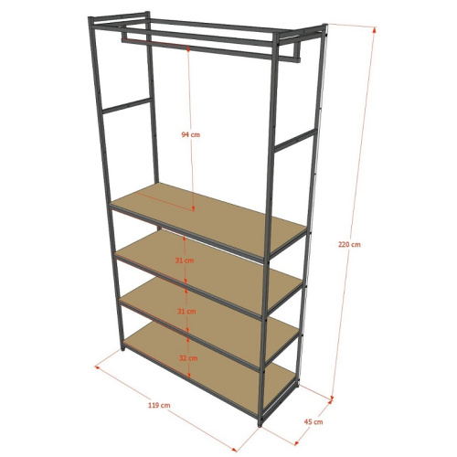 Стеллаж для магазина с белой полкой A22120-19(ч/б) фото 3