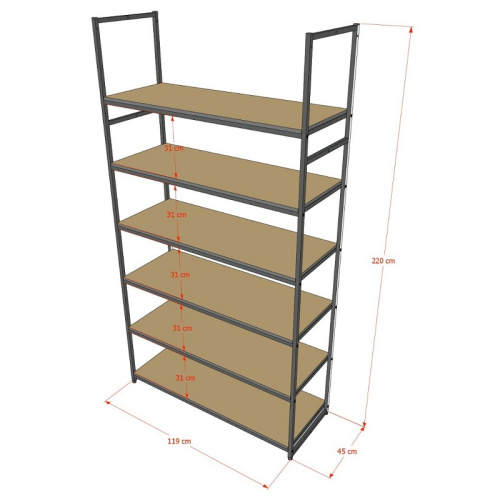 Стеллаж для магазина с черной полкой A22120-20(ч/ч) фото 3