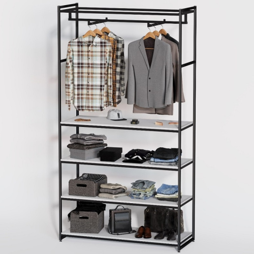 Стеллаж для магазина с белой полкой A22120-18(ч/б)