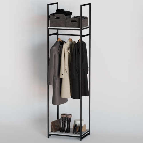 Стеллаж для магазина с белой полкой A2260-02(ч/б)