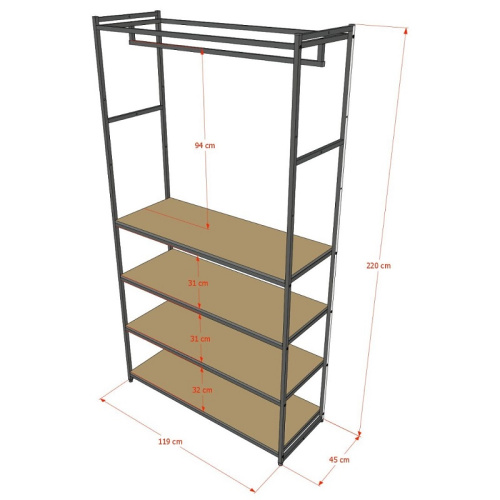 Стеллаж для магазина с черной полкой A22120-19(ч/ч) фото 3 Стеллаж для магазина с черной полкой A22120-19(ч/ч) фото 3