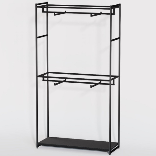 Стеллаж напольный с черной полкой ЛДСП A22120-03(ч/ч) фото 2