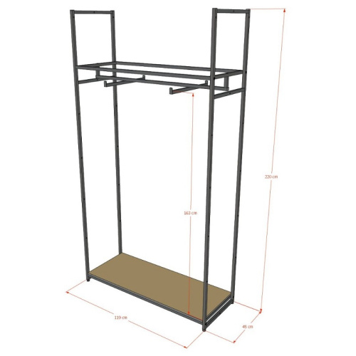 Стеллаж напольный с черной полкой ЛДСП A22120-01(ч/ч) фото 3
