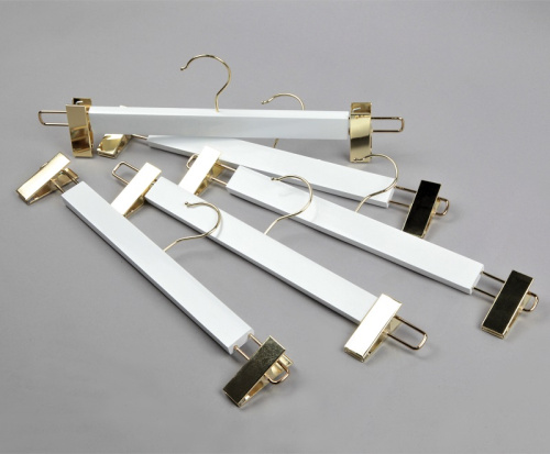 Вешалка деревянная с зажимами WS 006(бел/зол) фото 4