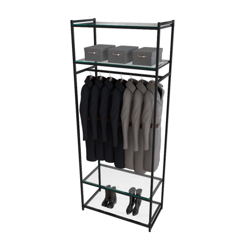 Стеллаж для магазина с полкой из стекла AC2290-15(черн)