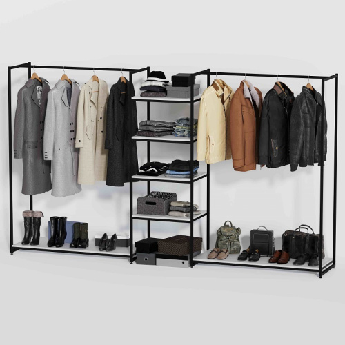 Стеллаж для магазина с белой полкой K1704(ч/б)