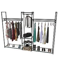 Стеллаж для магазина со стеклянной полкой KC2204(черн)