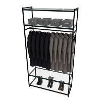 Стеллаж для магазина с полкой из стекла AС22120-15(черн)