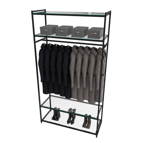 Стеллаж для магазина с полкой из стекла AС22120-15(черн)