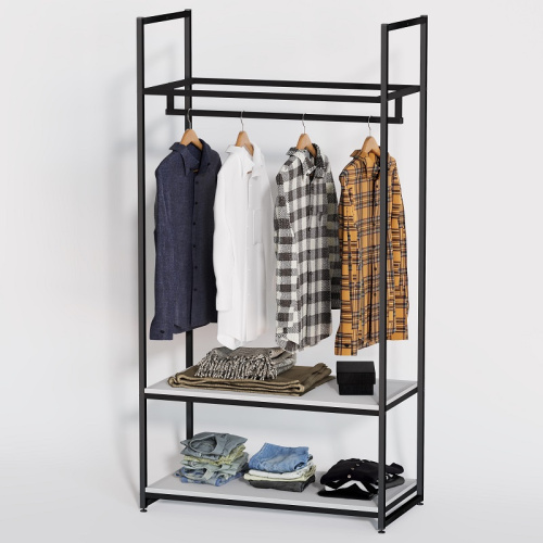 Стеллаж для магазина с белой полкой A1790-09(ч/б)