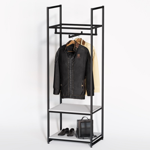 Стеллаж для магазина с белой полкой A1760-08(ч/б)