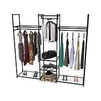 Стеллаж для магазина со стеклянной полкой KC2203(черн)