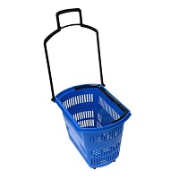 Корзина на 4-х колесах Объем:45л Длина:600мм Ширина:390мм Высота:400мм Цвет:синий