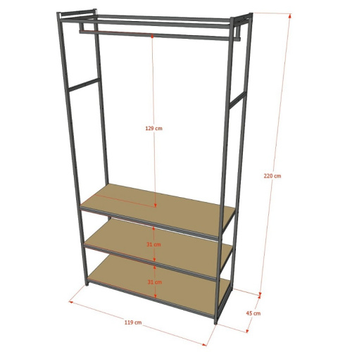 Стеллаж для магазина с полкой из стекла AС22120-11(черн) фото 3