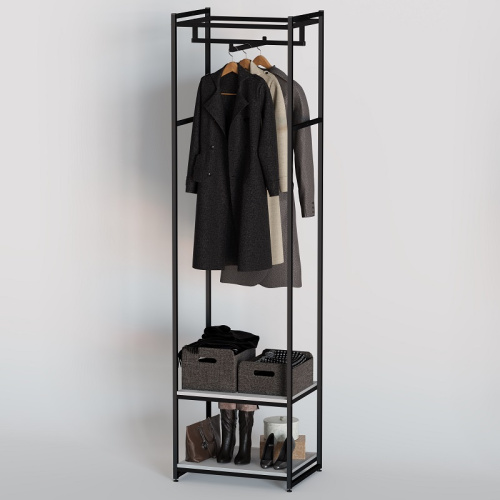 Стеллаж для магазина с белой полкой A2260-08(ч/б)