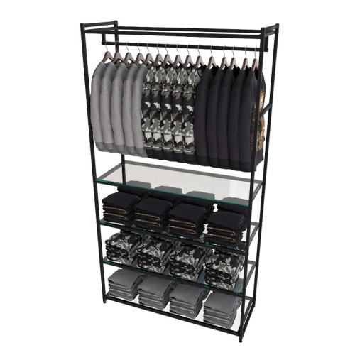 Стеллаж для магазина с полкой из стекла AC22120-19(черн)